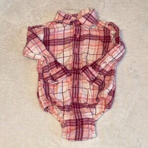 Bass pro shop Pink Plaid Button-Up Baby Bodysuit